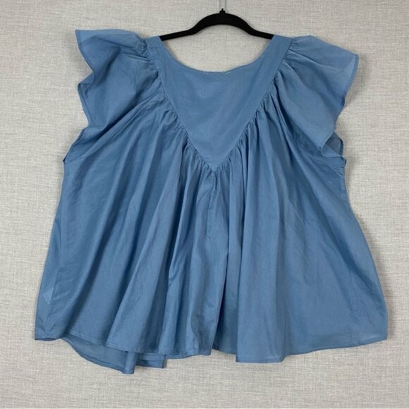 NEW Maurices Babydoll Top Sz XL Cotton Blue - Picture 2 of 8